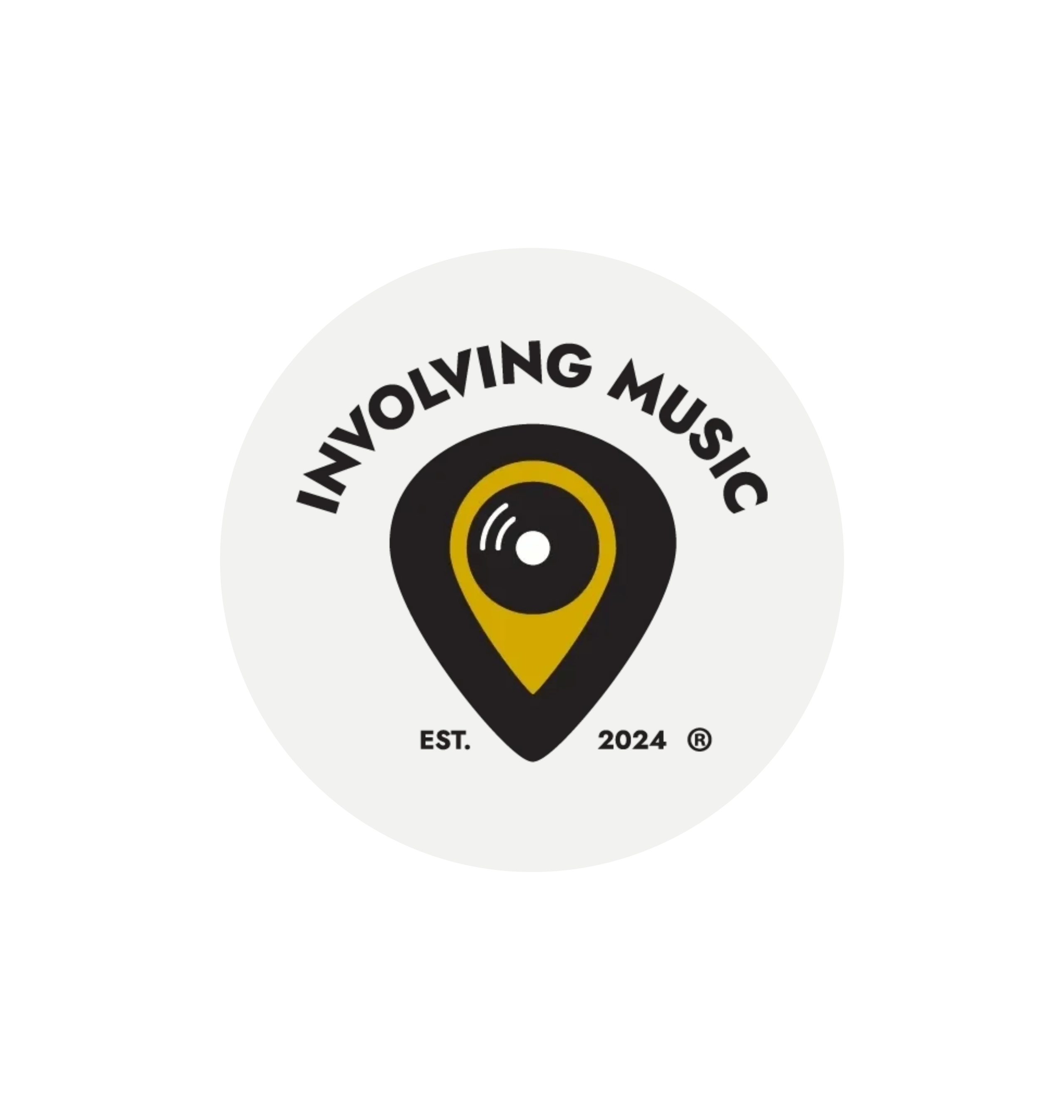 White Printed Circle Sticker Front