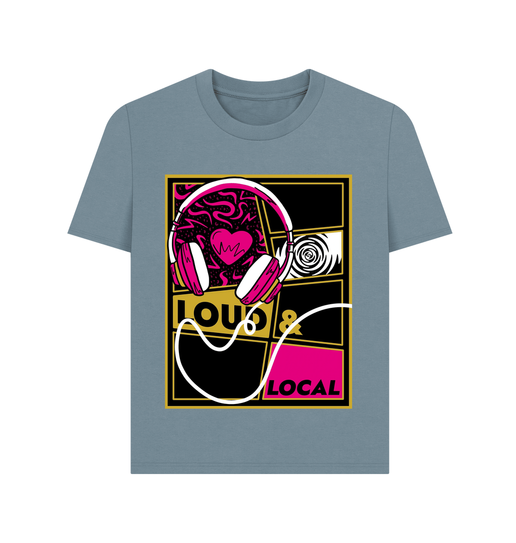 Stone Blue Printed T-shirt Front