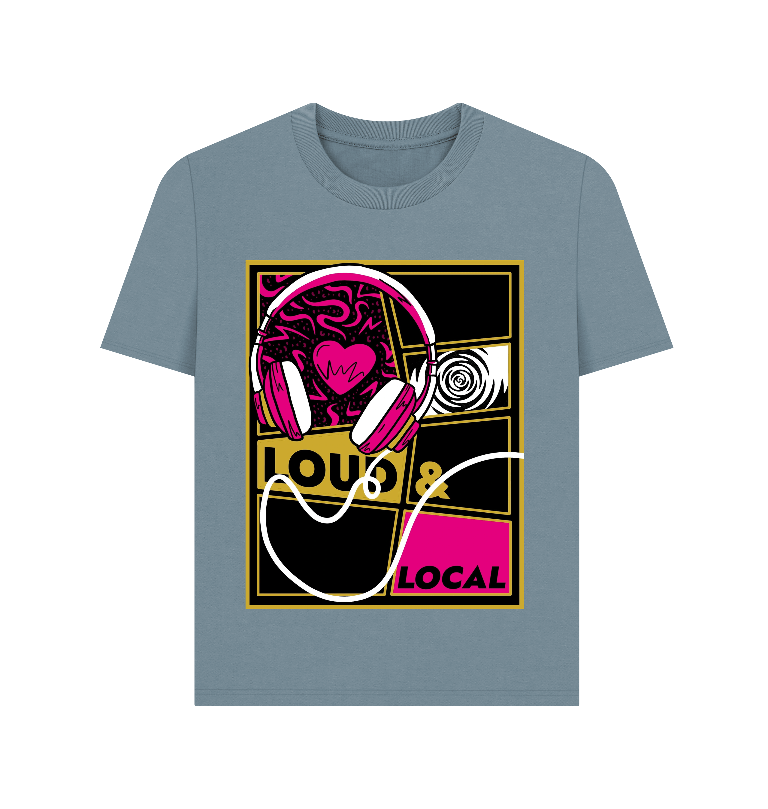 Stone Blue Printed T-shirt Front